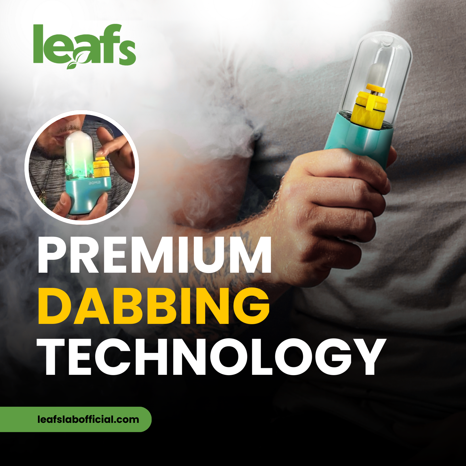 LEAFS Pro Portable Electric Dabbing Rig with Adjustable Temperature and LED Display - BLACK, TEAL AND RAINBOW