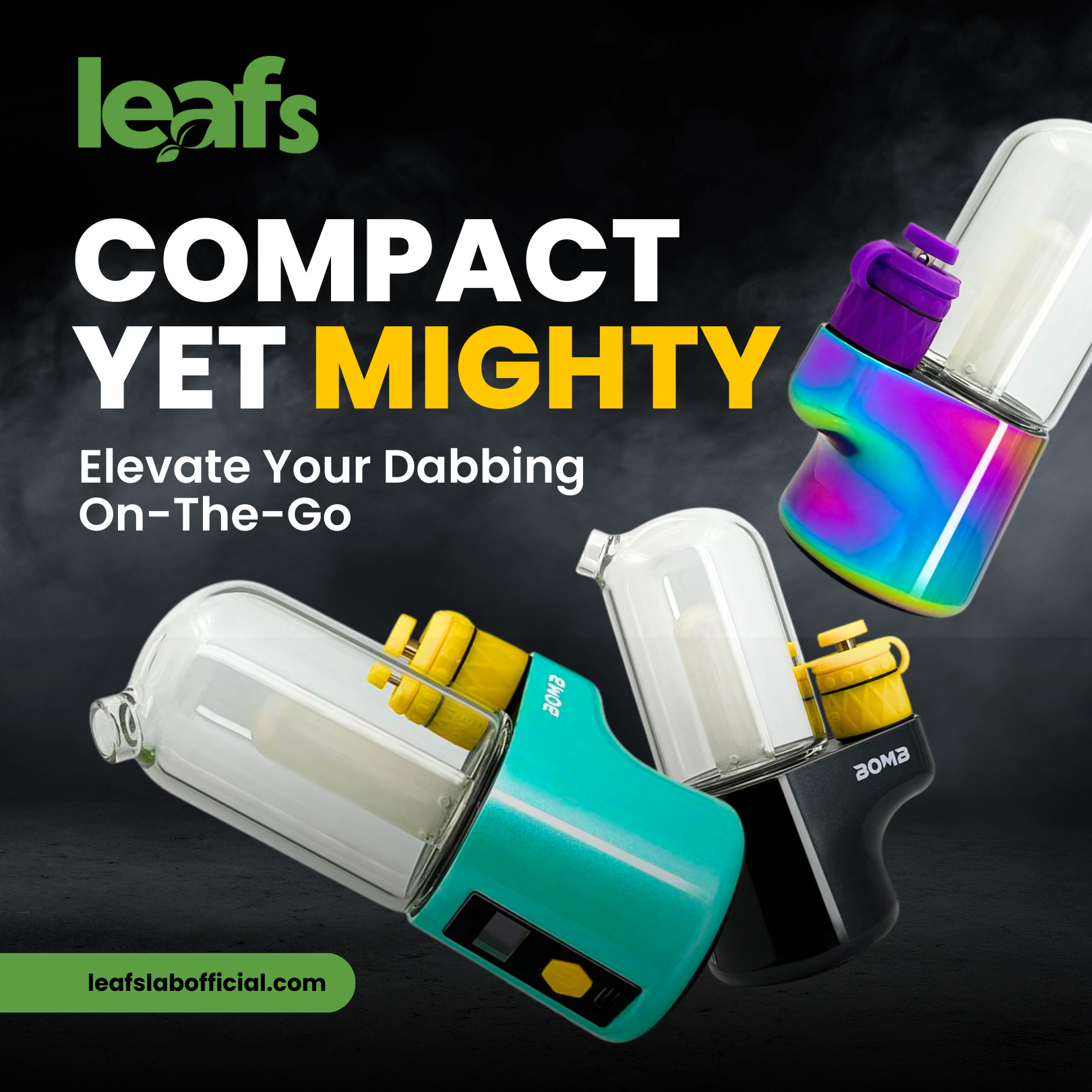 LEAFS Pro Portable Electric Dabbing Rig with Adjustable Temperature and LED Display - BLACK, TEAL AND RAINBOW