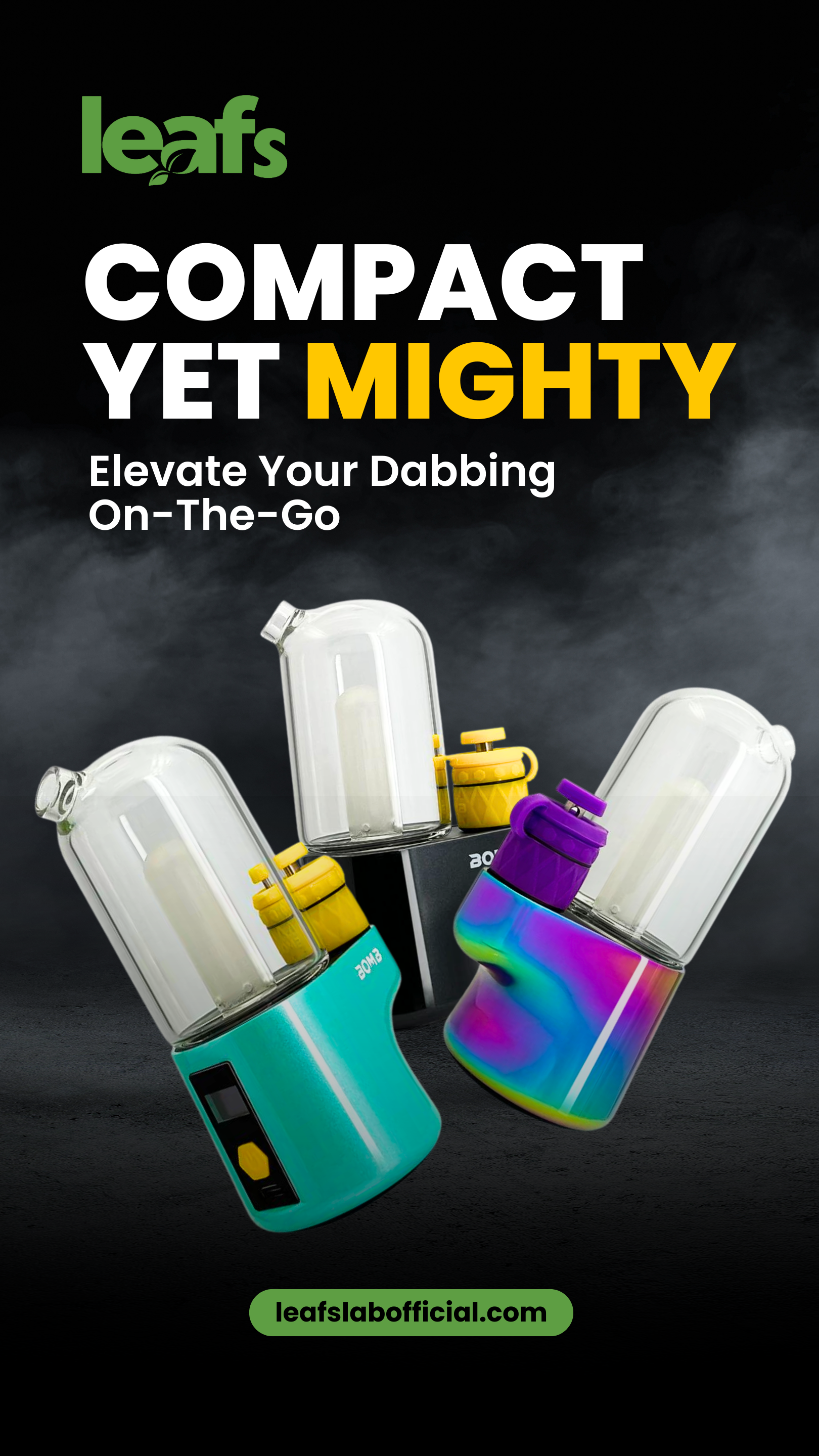 LEAFS Pro Portable Electric Dabbing Rig with Adjustable Temperature and LED Display - BLACK, TEAL AND RAINBOW