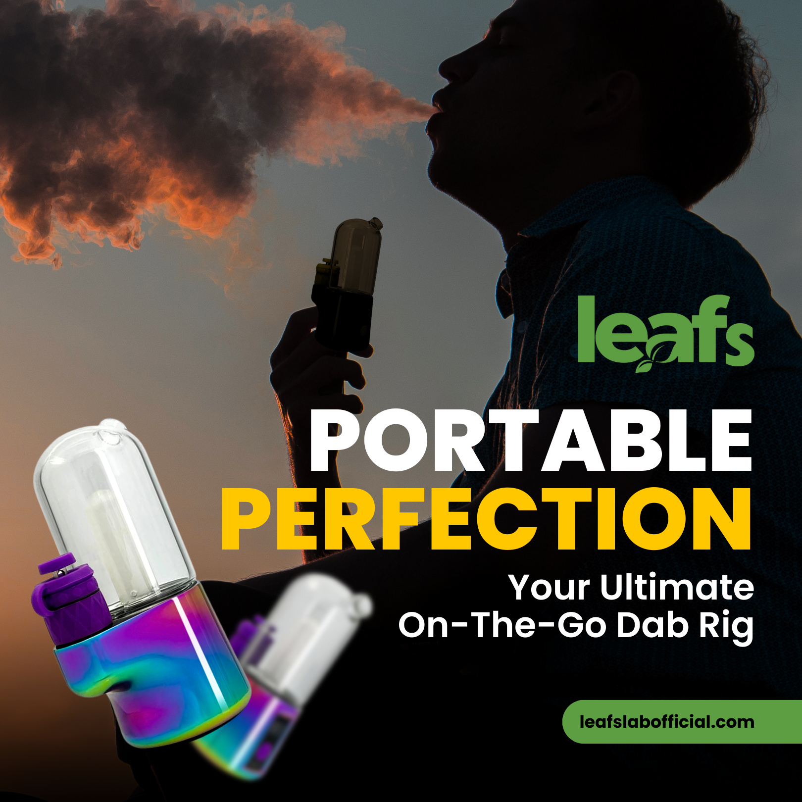 LEAFS Pro Portable Electric Dabbing Rig with Adjustable Temperature and LED Display - BLACK, TEAL AND RAINBOW